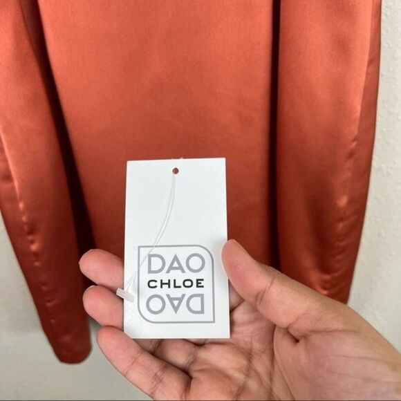 Chloe Dao Twist Front Satin Dress Size Medium - Picture 10 of 11